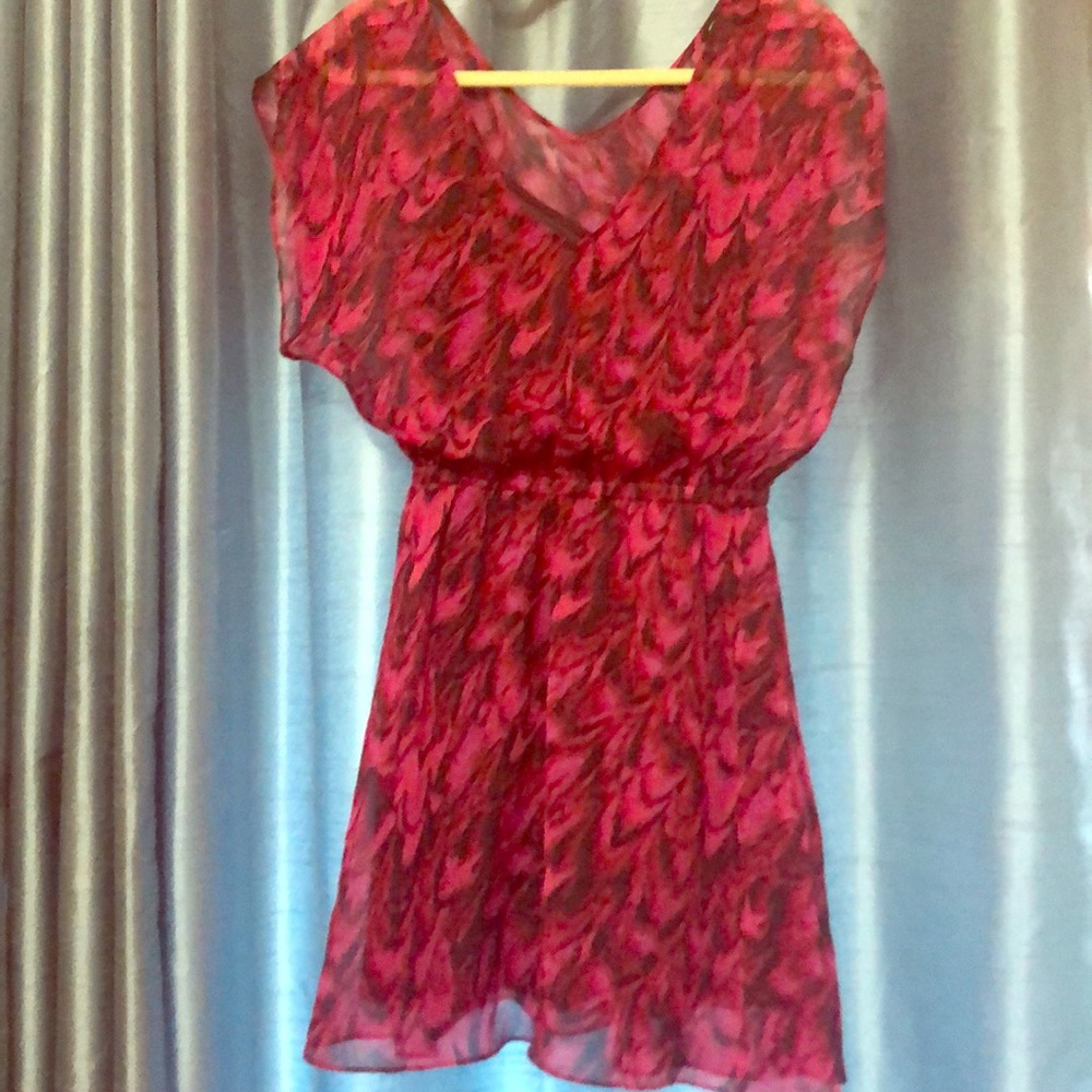 Pink print chiffon dress